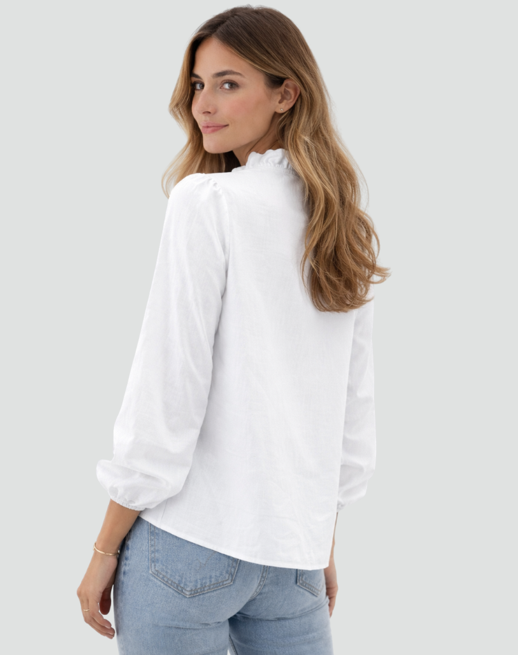 Women's blouse with ruffle neckline for women