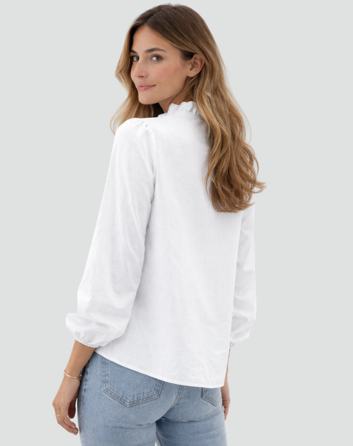 Women's blouse with ruffle neckline for women