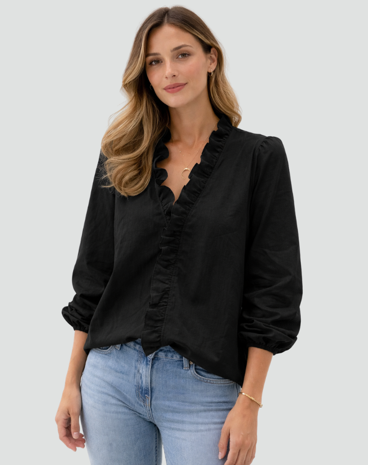 Women's blouse with ruffle neckline for women