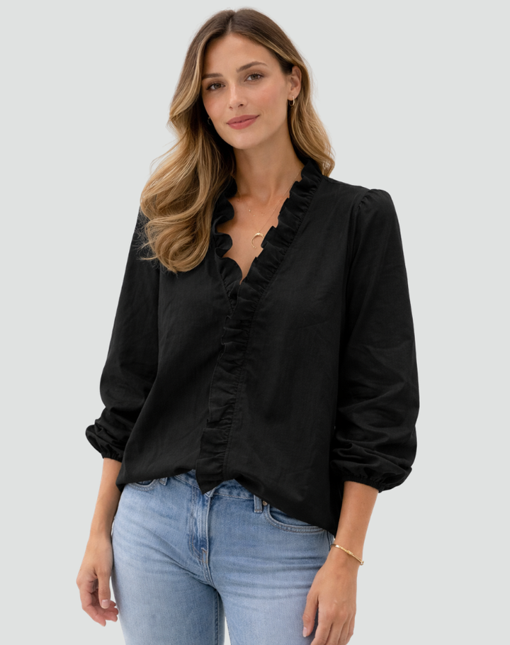 Women's blouse with ruffle neckline for women