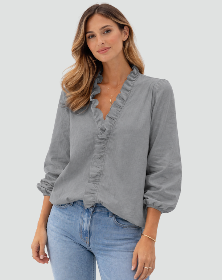 Women's blouse with ruffle neckline for women