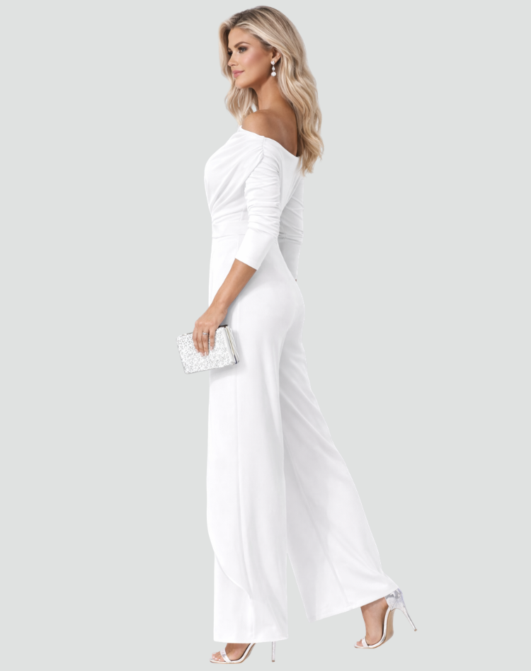 One-shoulder women's jumpsuit with wide legs