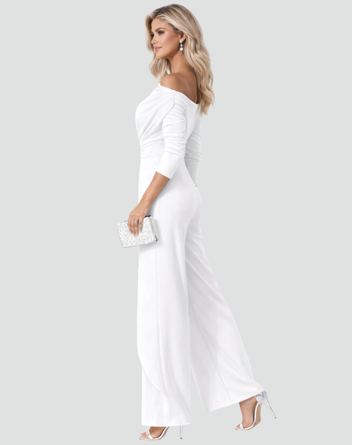 One-shoulder women's jumpsuit with wide legs
