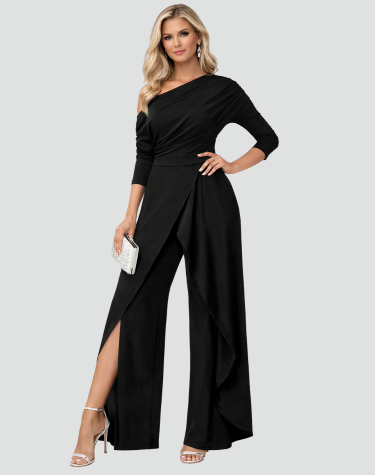 One-shoulder women's jumpsuit with wide legs