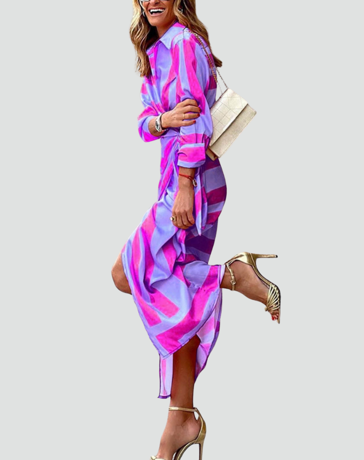 Maxi jurk van koperkleurige stof voor dames met strik, perfect voor de zomer