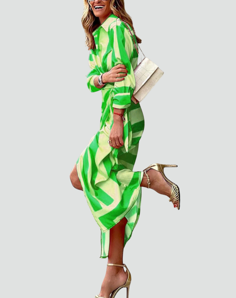 Maxi jurk van koperkleurige stof voor dames met strik, perfect voor de zomer