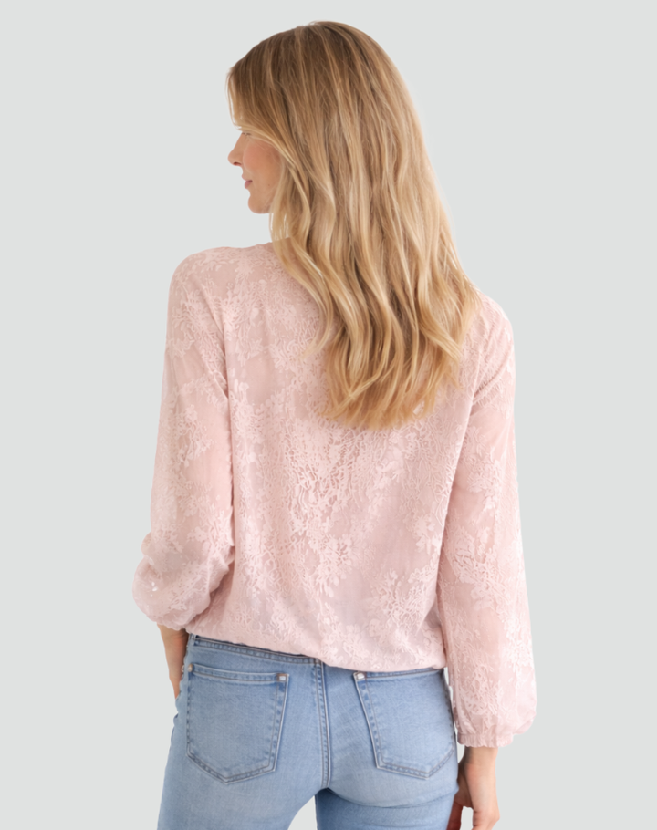Boho lace blouse with V-neck for women