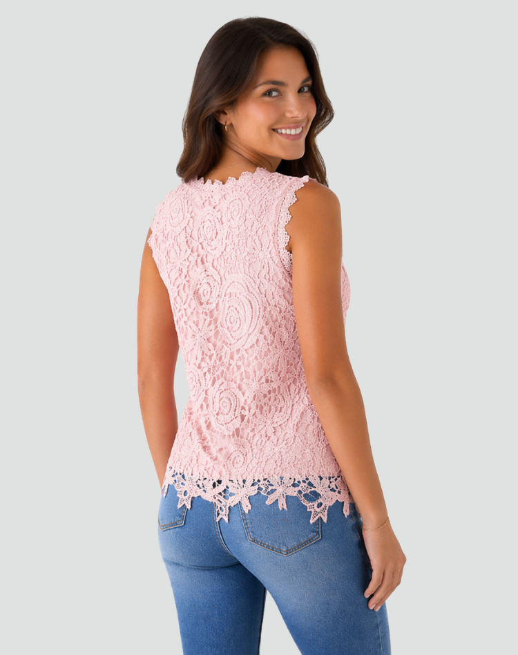 Lace sleeveless formal blouse with an elegant cut
