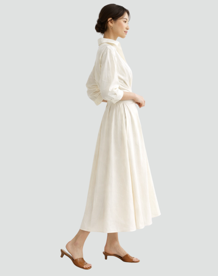 Oversized maxi shirt dress for summer with belt and pockets