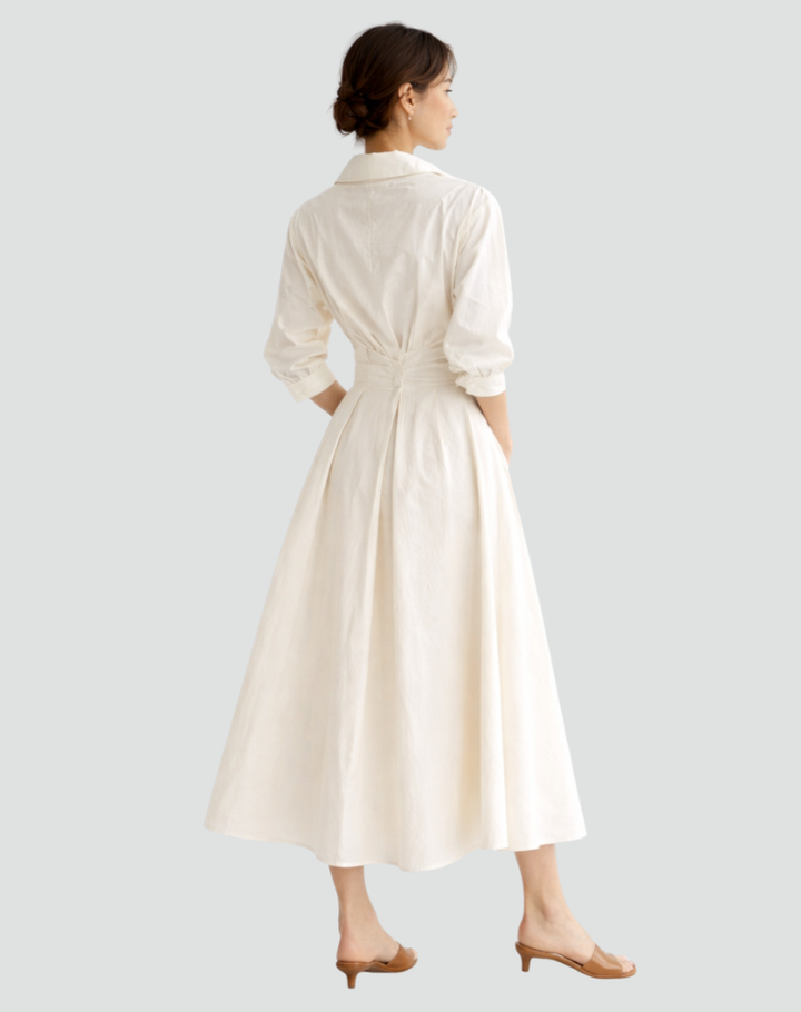 Oversized maxi shirt dress for summer with belt and pockets