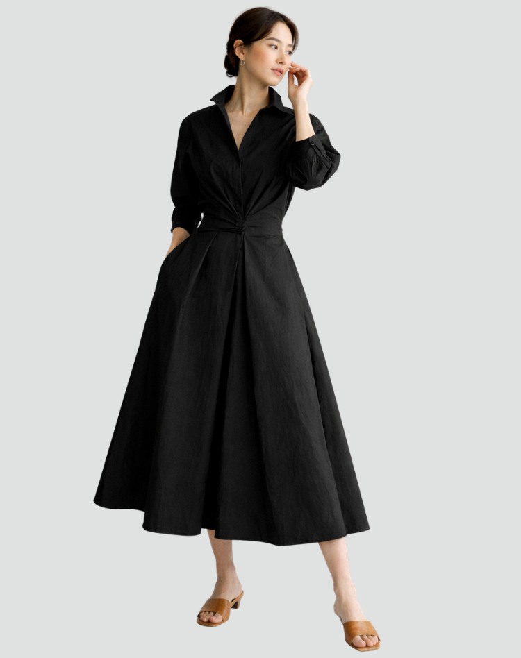 Oversized maxi shirt dress for summer with belt and pockets