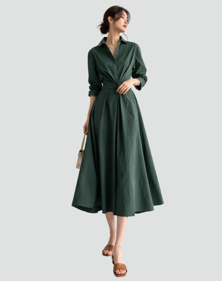 Oversized maxi shirt dress for summer with belt and pockets