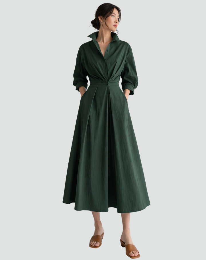 Oversized maxi shirt dress for summer with belt and pockets