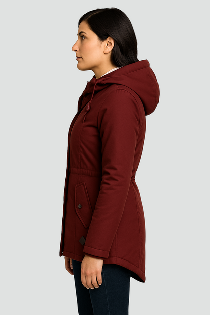 Kurtka zimowa parka damska z kapturem i ciepłą podszewką