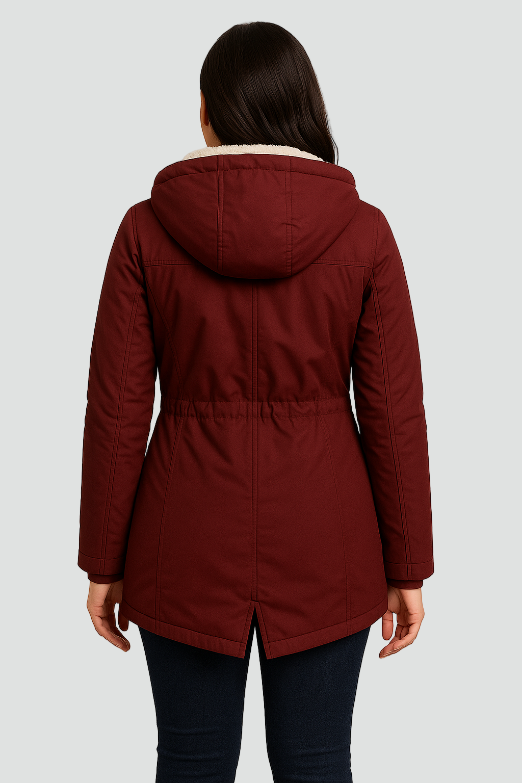 Kurtka zimowa parka damska z kapturem i ciepłą podszewką