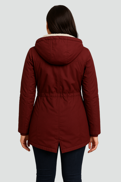 Kurtka zimowa parka damska z kapturem i ciepłą podszewką