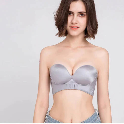 Women's strapless push-up adhesive bra for dresses