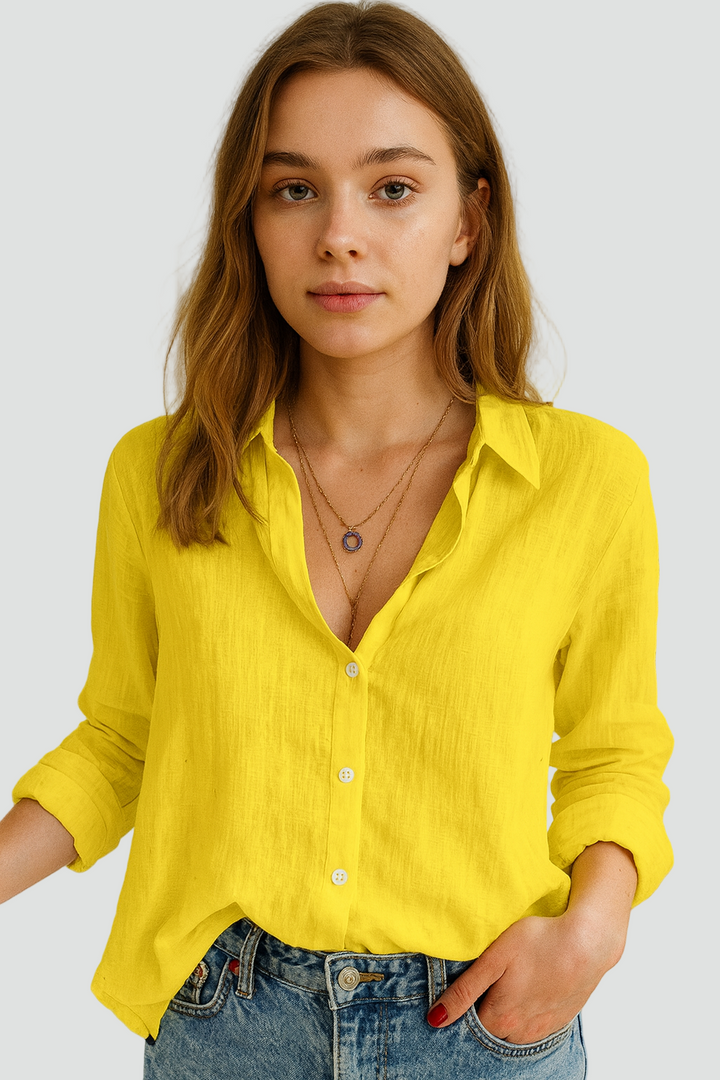 Lekka koszula damska z długim rękawem i guzikami