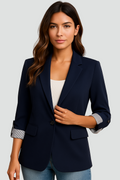 Light Women's Blazer with Lapels and Rolled Sleeves in Stripes