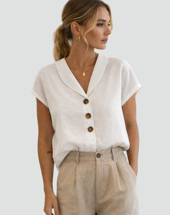 Light sleeveless V-neck top for women