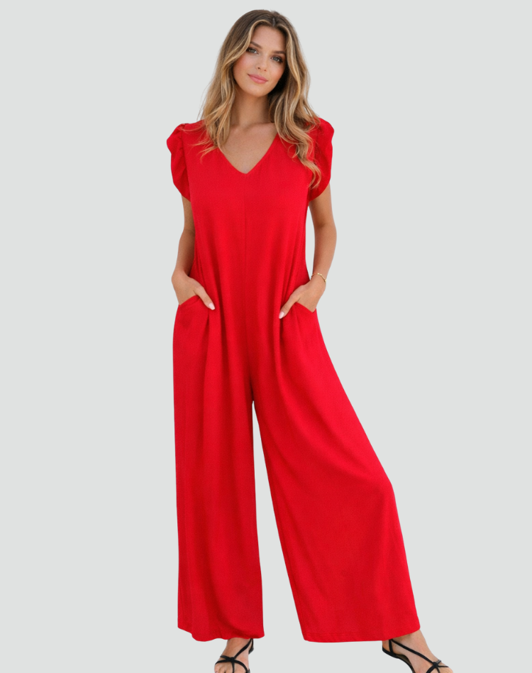 Letni kombinezon w panterkę z dekoltem V damski