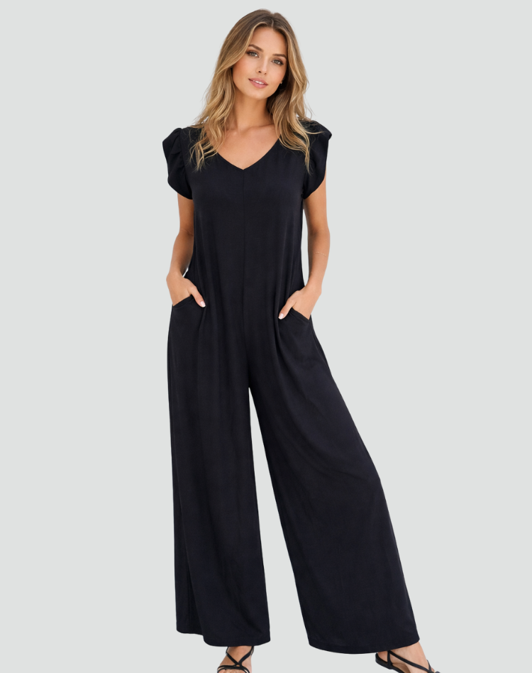 Letni kombinezon w panterkę z dekoltem V damski