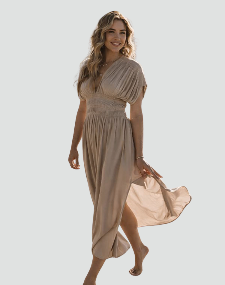 boho maxi dress with slit Summer and V-neck for the beach Color:Orchid making style with ease Women's One-Shoulder Draped Mini Limited