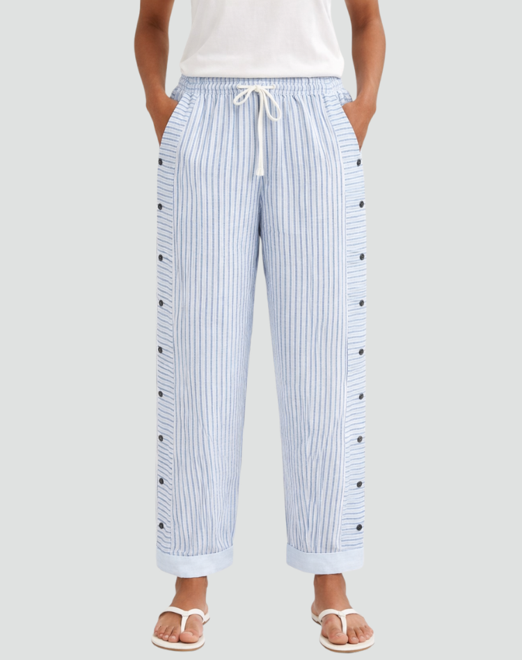 Women's summer striped pants with wide legs