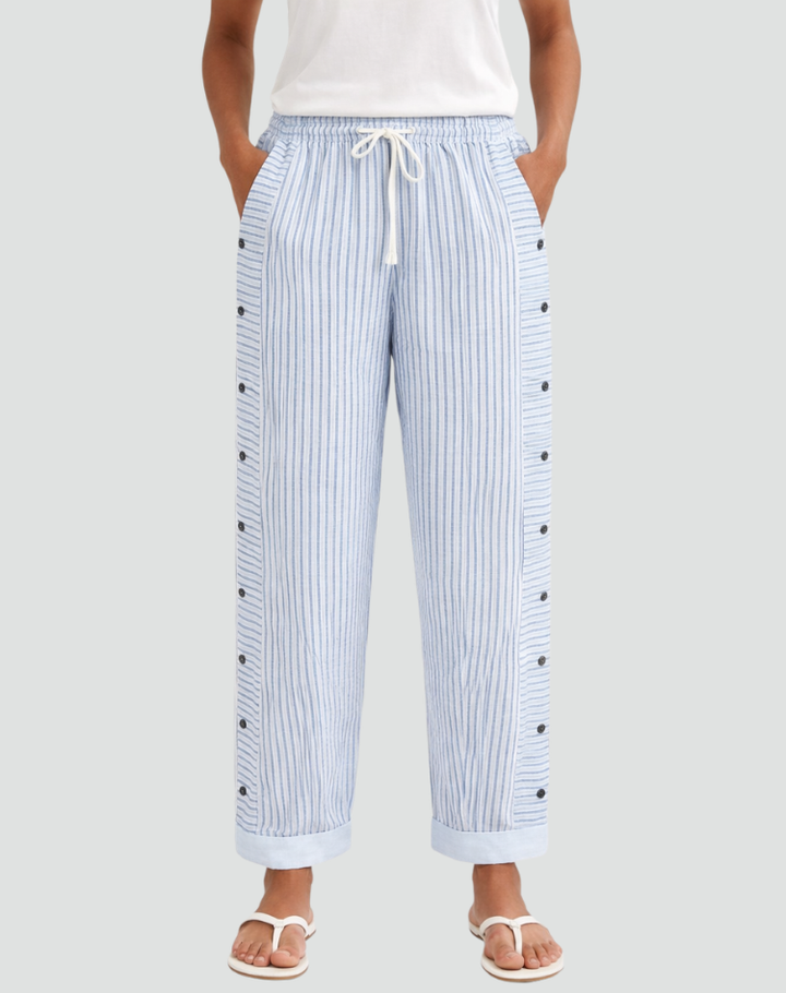 Women's summer striped pants with wide legs