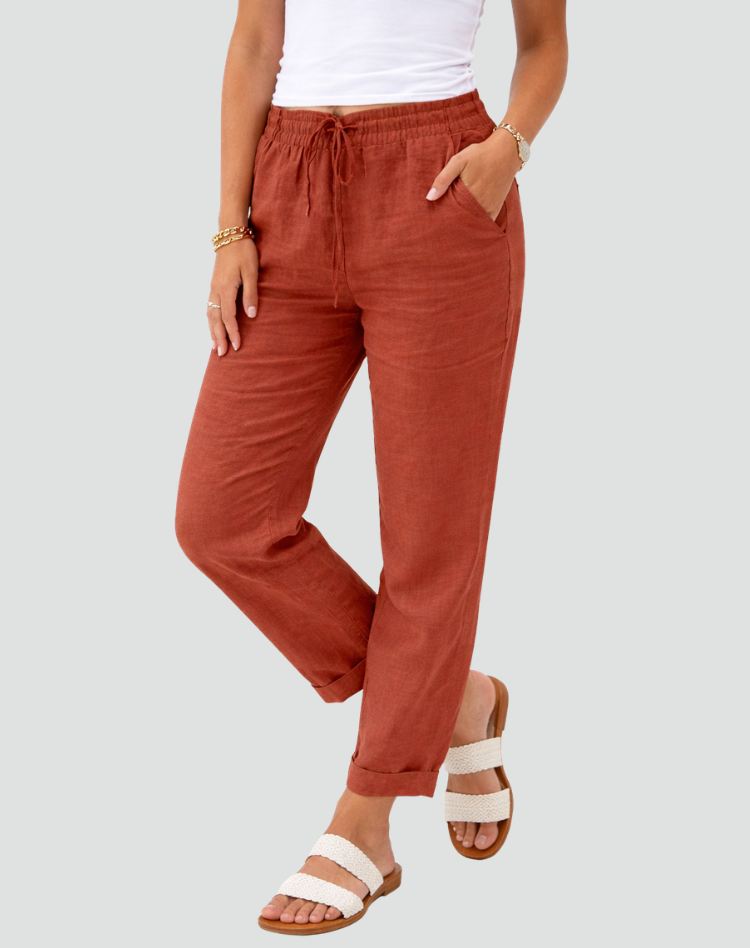 Summer pants with a tie waist and loose fit