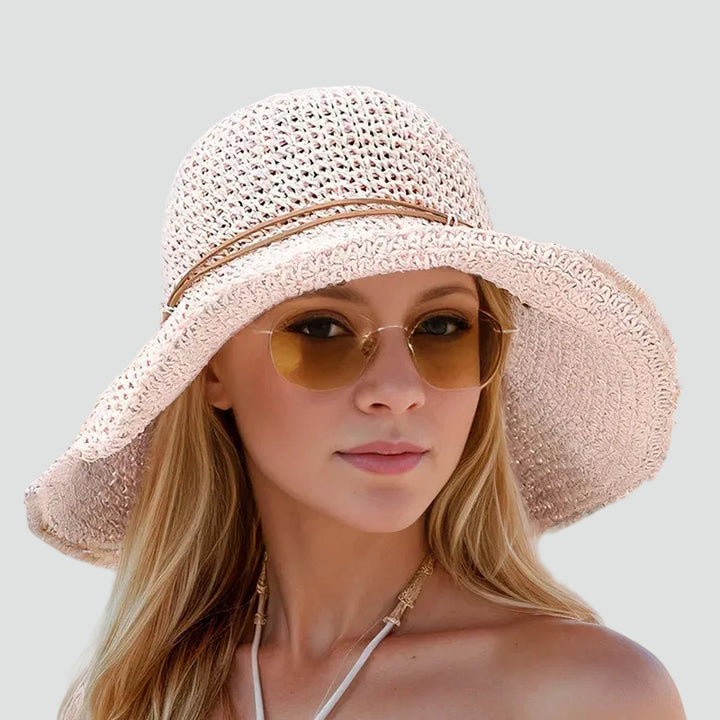 Foldable summer sun hat with wide brim