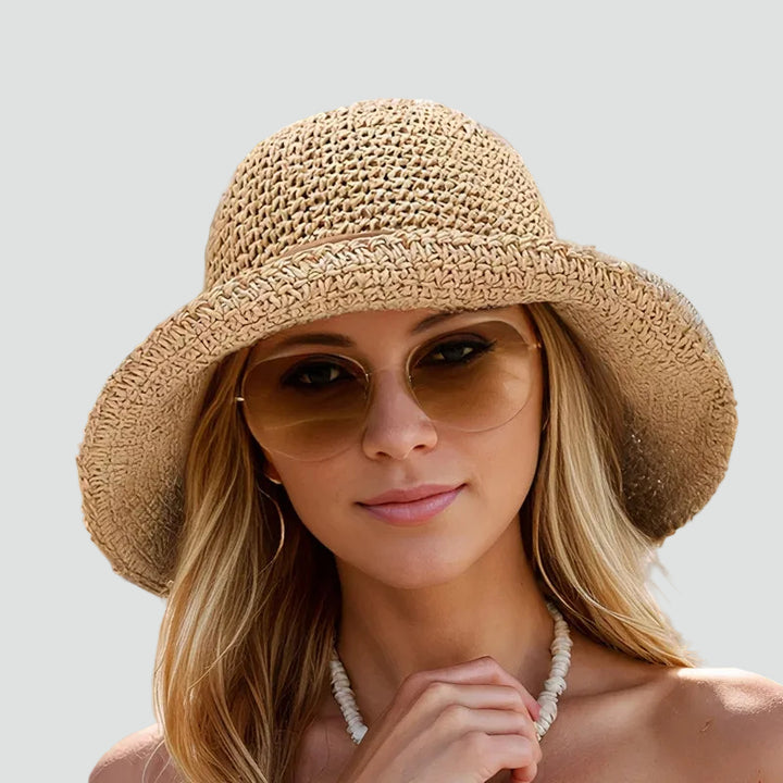 Foldable summer sun hat with wide brim