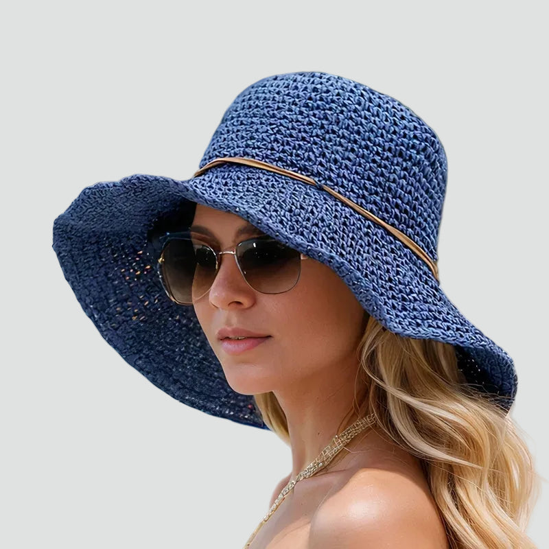 Foldable summer sun hat with wide brim