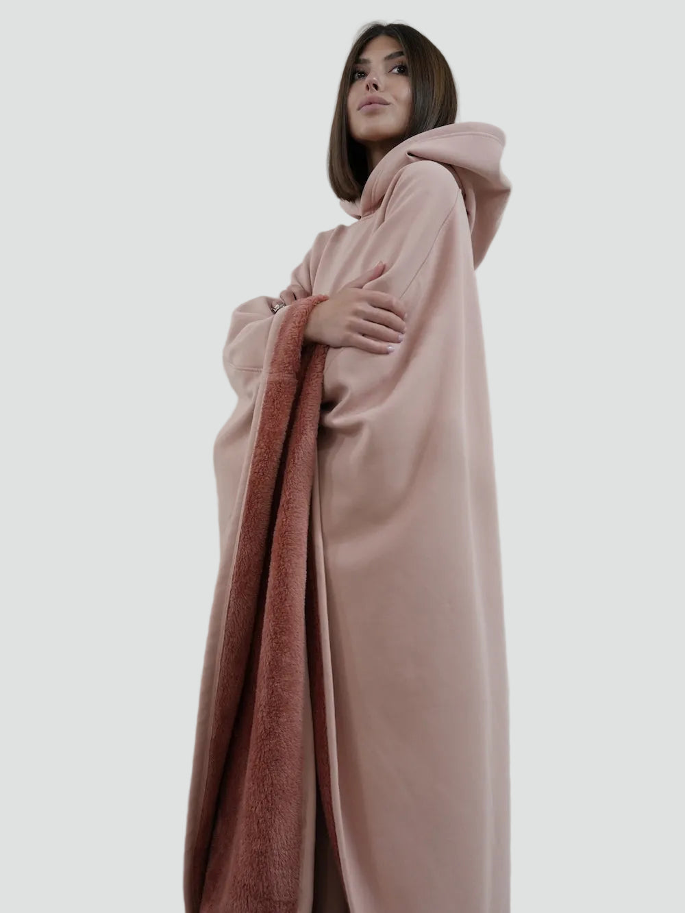 Ciepły koc ponczo z kapturem unisex z miękkim polarem