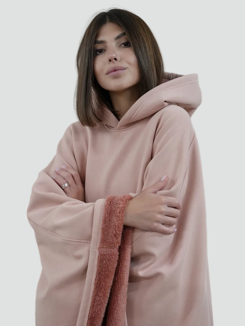 Ciepły koc ponczo z kapturem unisex z miękkim polarem