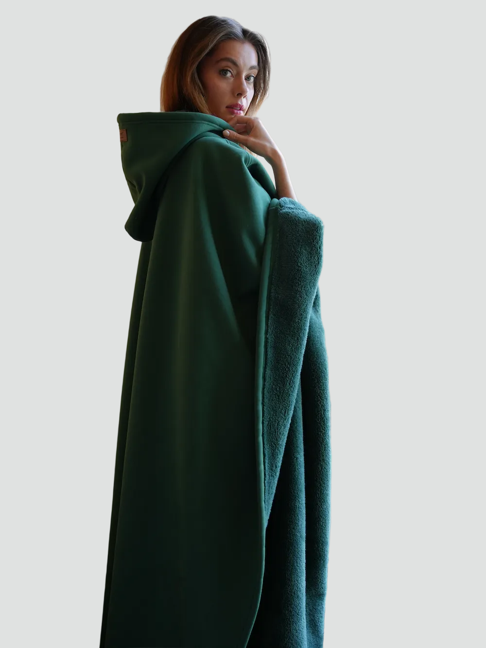 Ciepły koc ponczo z kapturem unisex z miękkim polarem