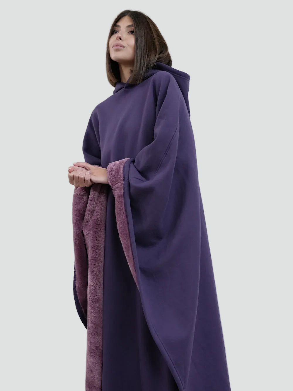 Ciepły koc ponczo z kapturem unisex z miękkim polarem