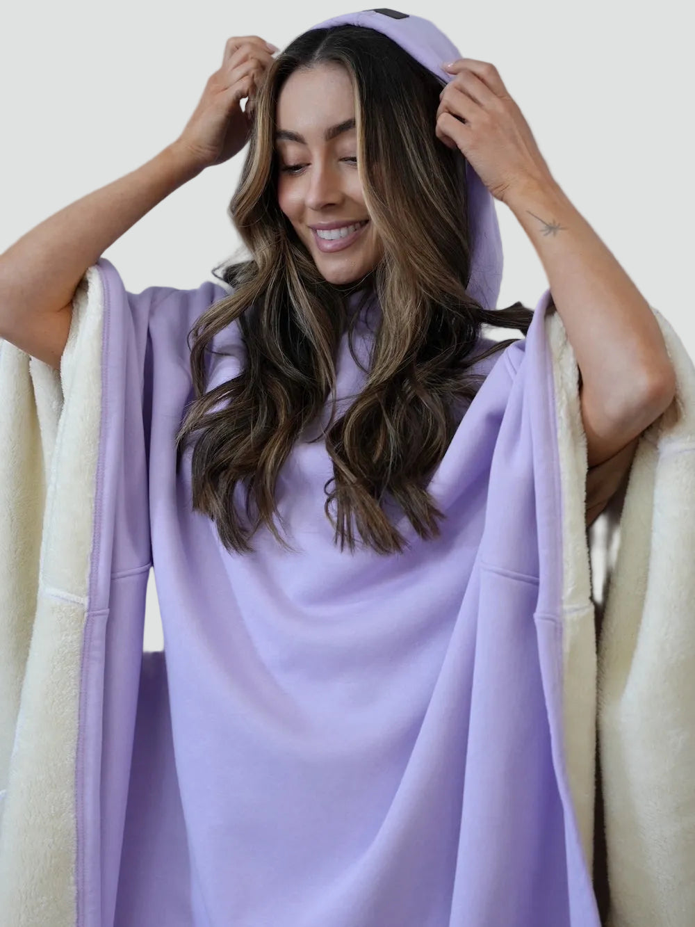 Ciepły koc ponczo z kapturem unisex z miękkim polarem