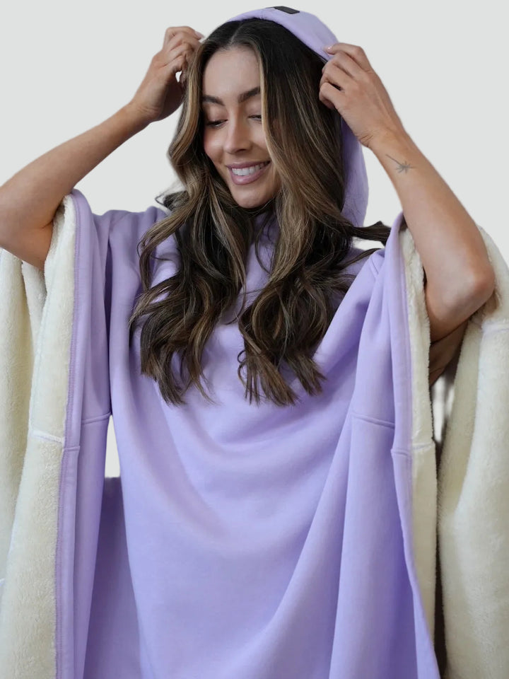 Ciepły koc ponczo z kapturem unisex z miękkim polarem