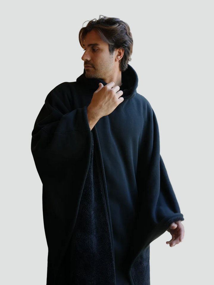 Ciepły koc ponczo z kapturem unisex z miękkim polarem