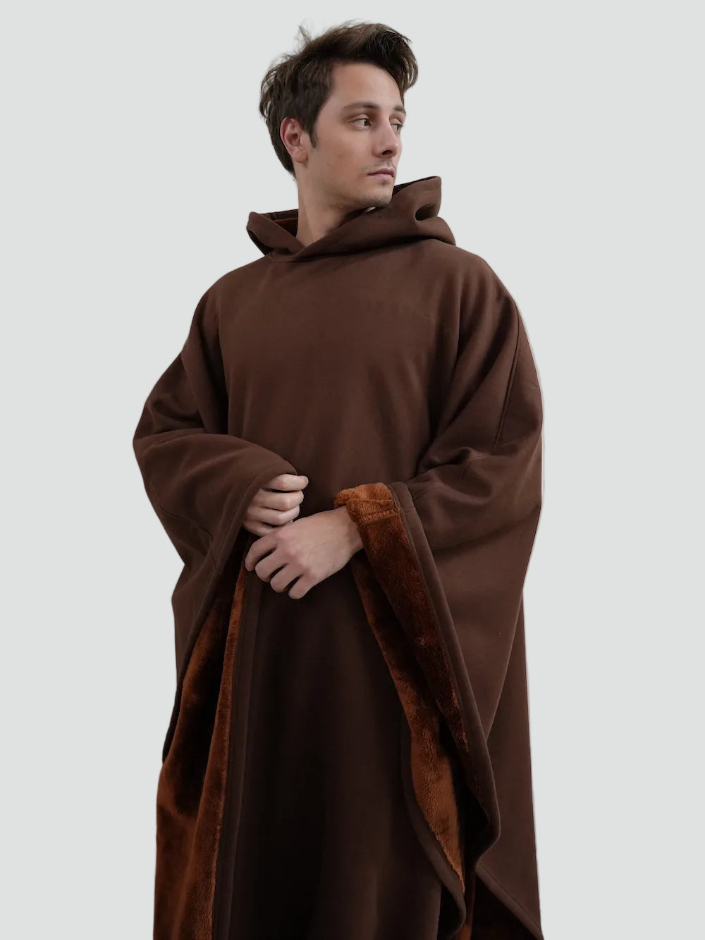 Ciepły koc ponczo z kapturem unisex z miękkim polarem