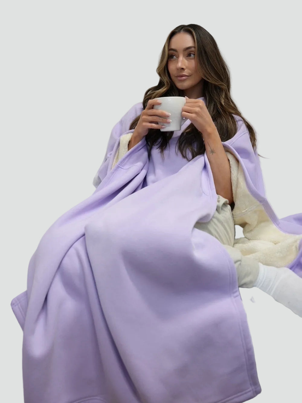 Ciepły koc ponczo z kapturem unisex z miękkim polarem