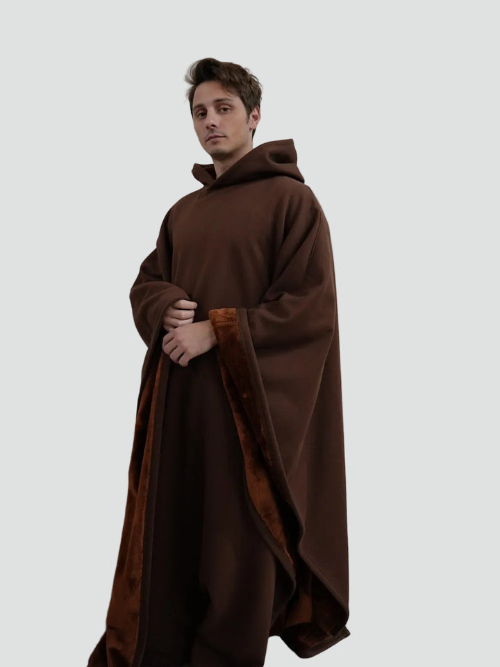 Ciepły koc ponczo z kapturem unisex z miękkim polarem