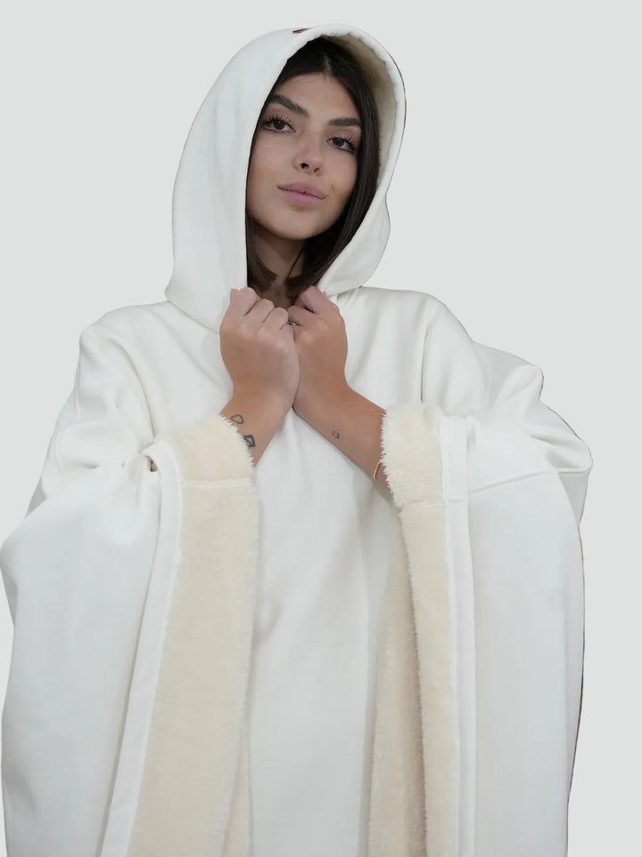 Ciepły koc ponczo z kapturem unisex z miękkim polarem