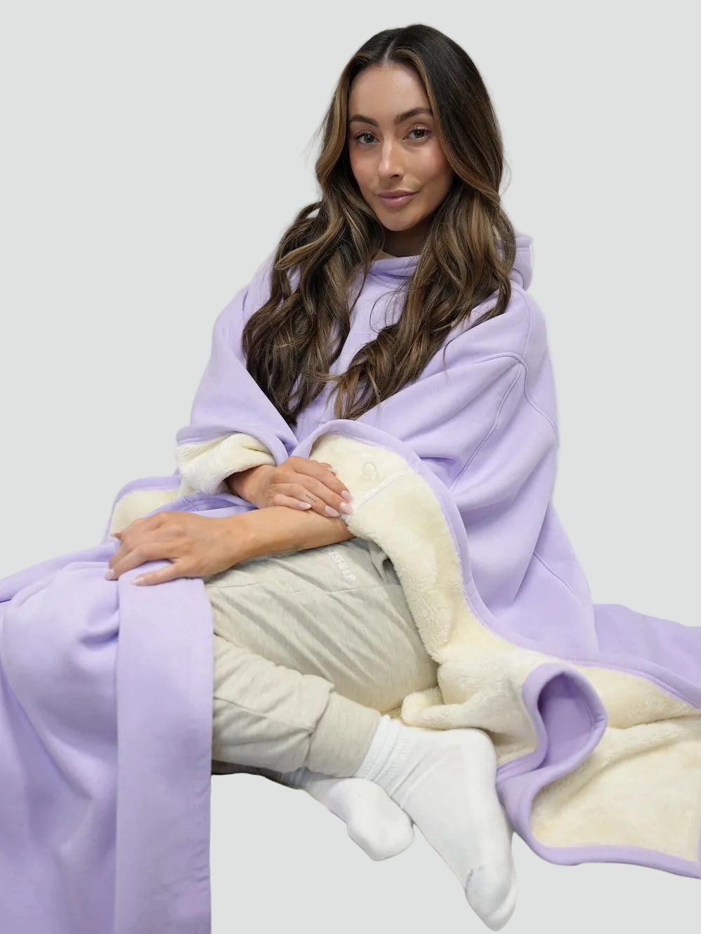 Ciepły koc ponczo z kapturem unisex z miękkim polarem