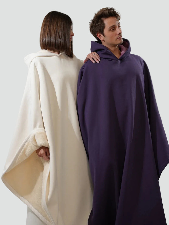 Ciepły koc ponczo z kapturem unisex z miękkim polarem