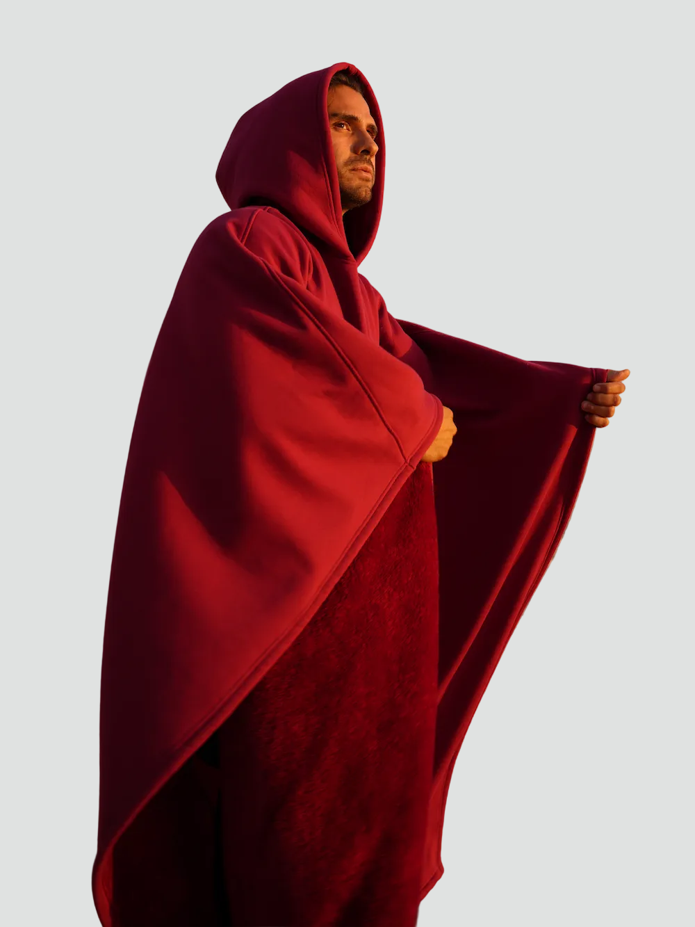 Ciepły koc ponczo z kapturem unisex z miękkim polarem