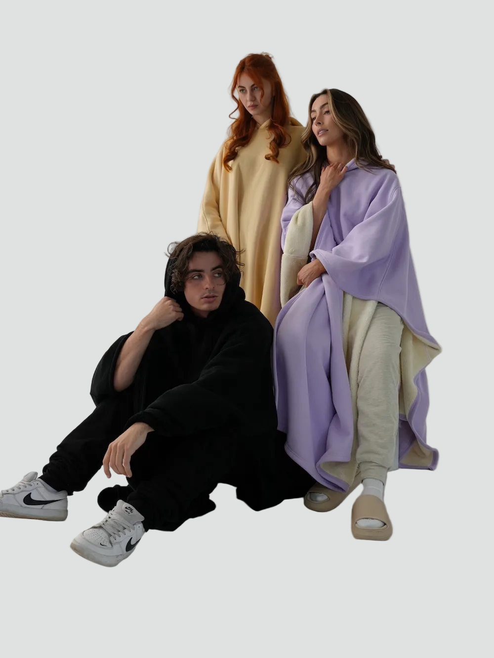 Ciepły koc ponczo z kapturem unisex z miękkim polarem