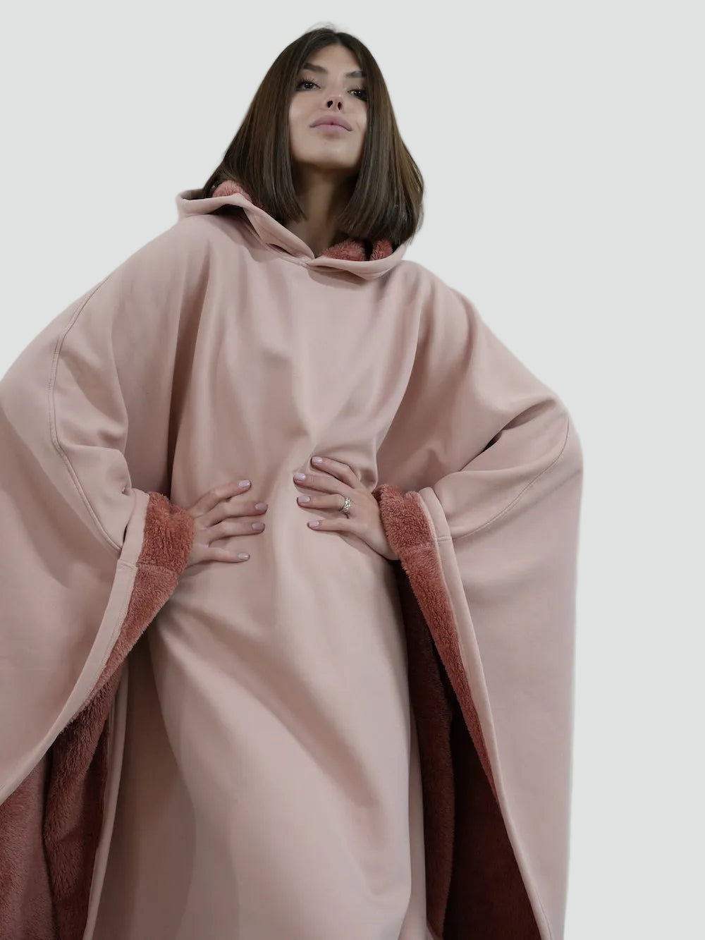 Ciepły koc ponczo z kapturem unisex z miękkim polarem