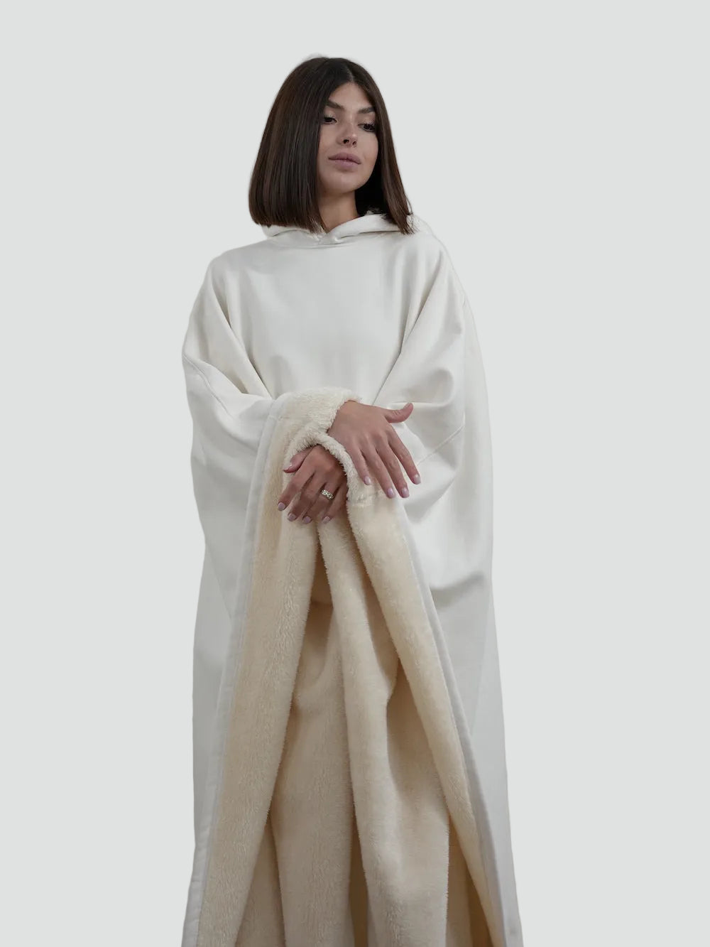 Ciepły koc ponczo z kapturem unisex z miękkim polarem